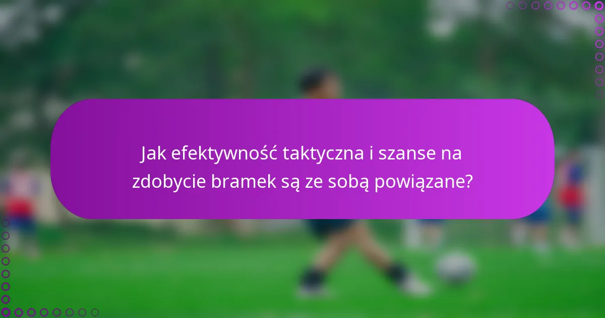 Jak efektywność taktyczna i szanse na zdobycie bramek są ze sobą powiązane?